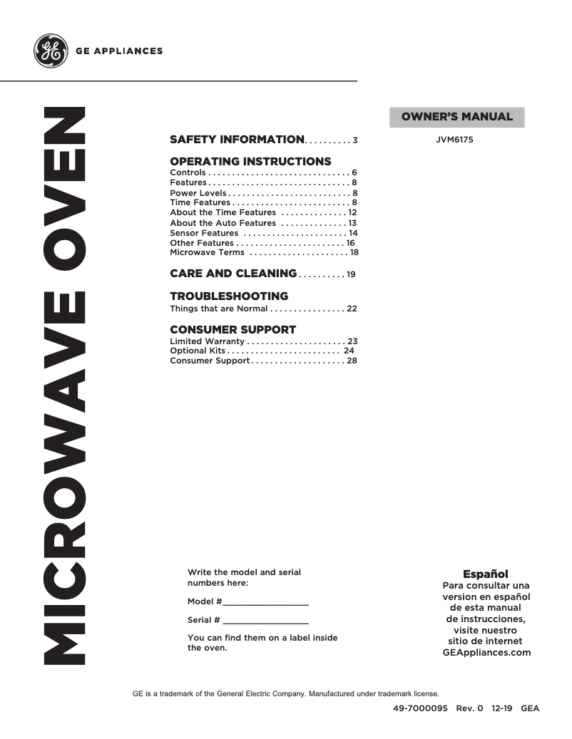 Imagen de la primera página del manual del dispositivo JVM6175EKES