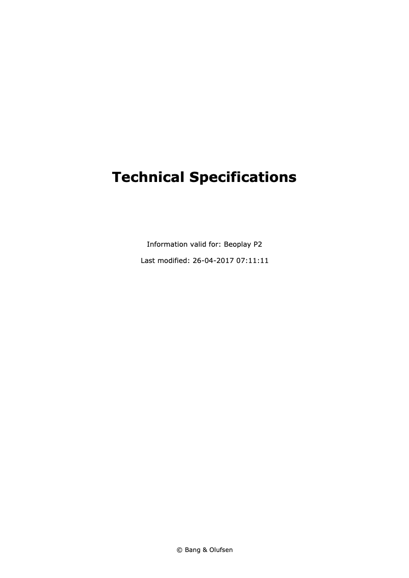 Imagen de la primera página del manual del dispositivo BeoPlay P2