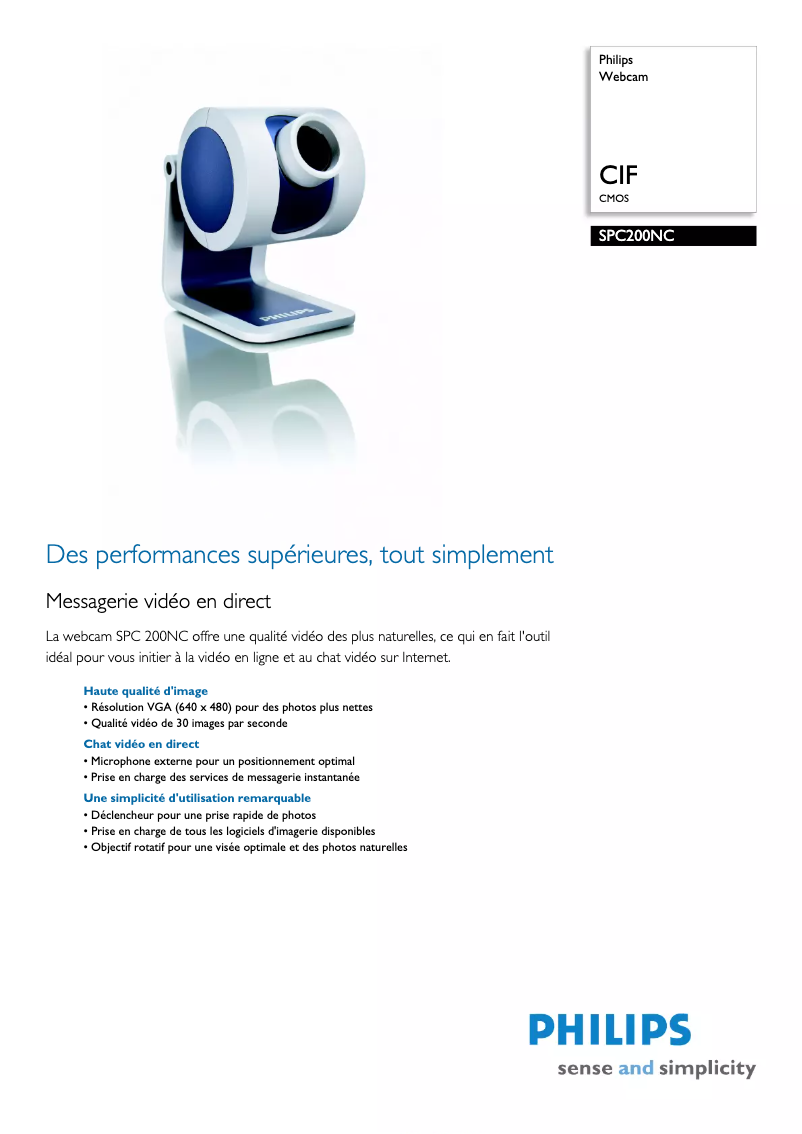 Página 1 del manual Ficha técnica Philips SPC 200NC