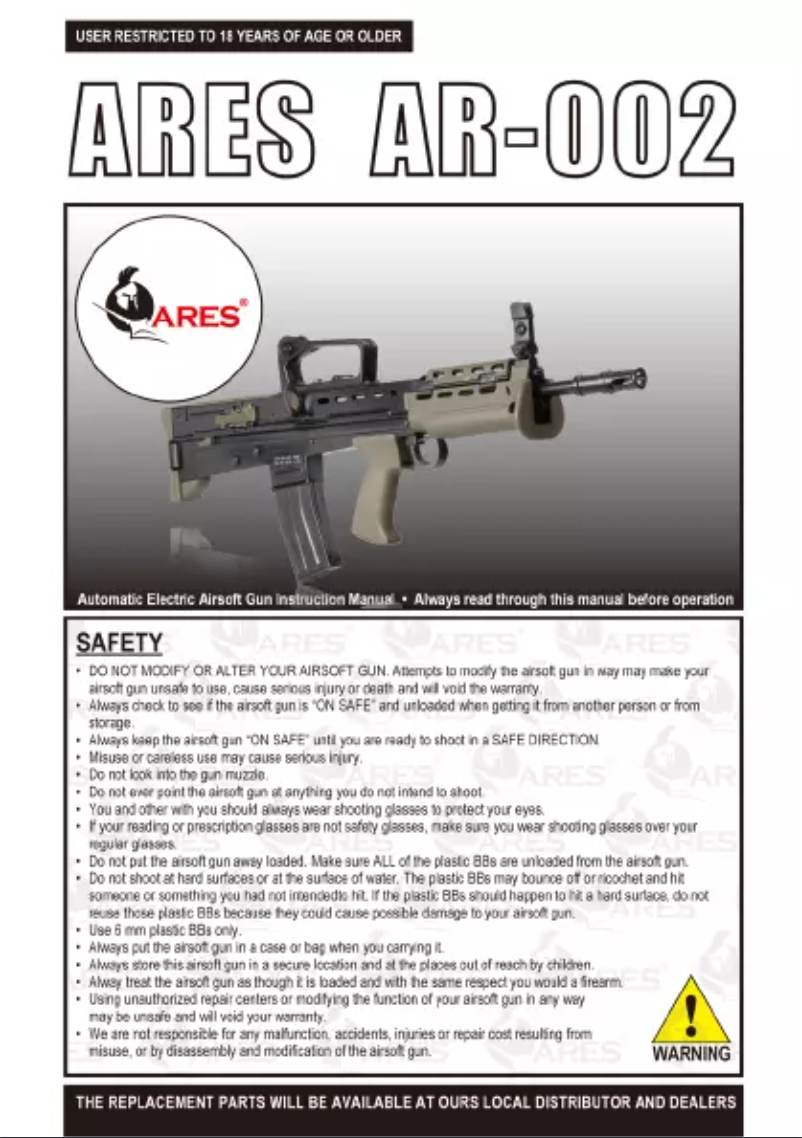 Imagen de la primera página del manual del dispositivo AR-002