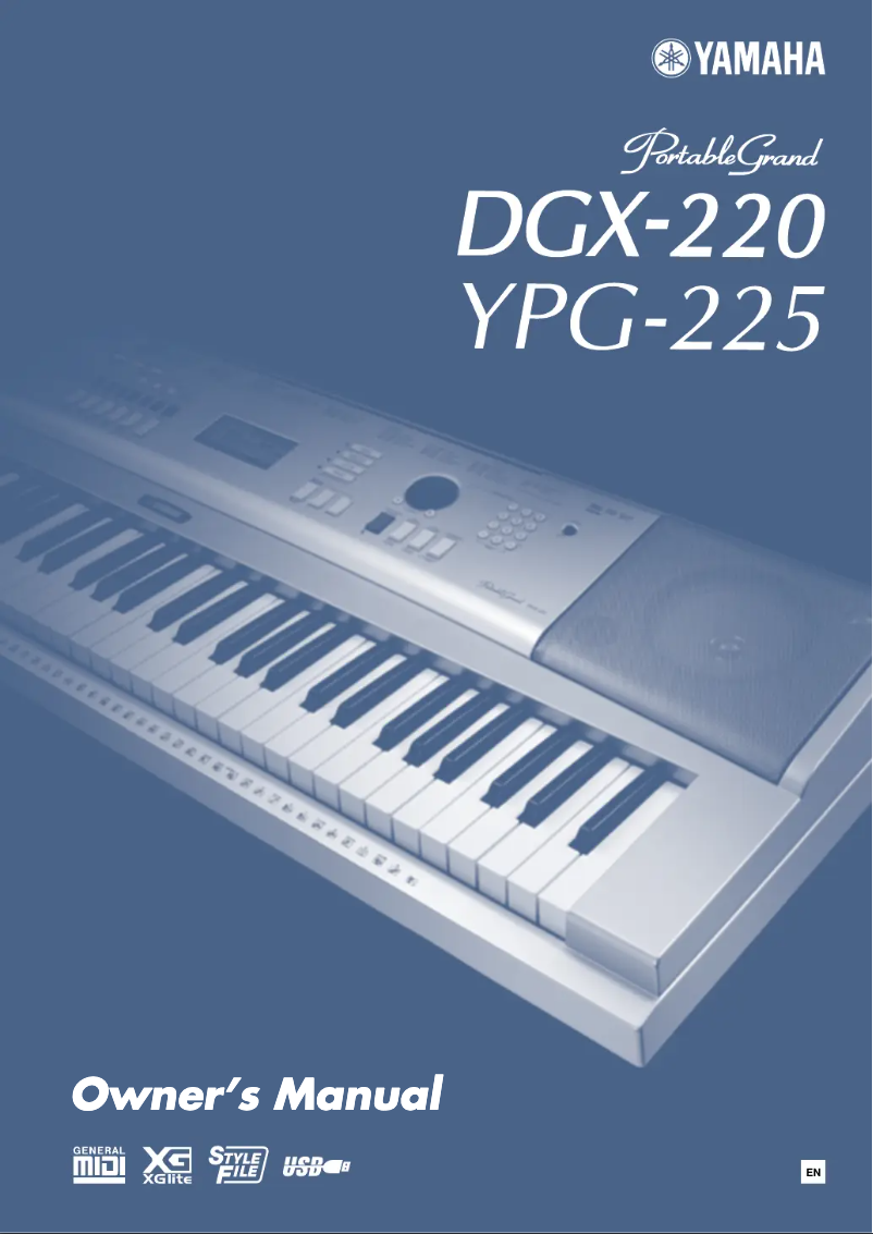 Imagen de la primera página del manual del dispositivo PortableGrand DGX-220