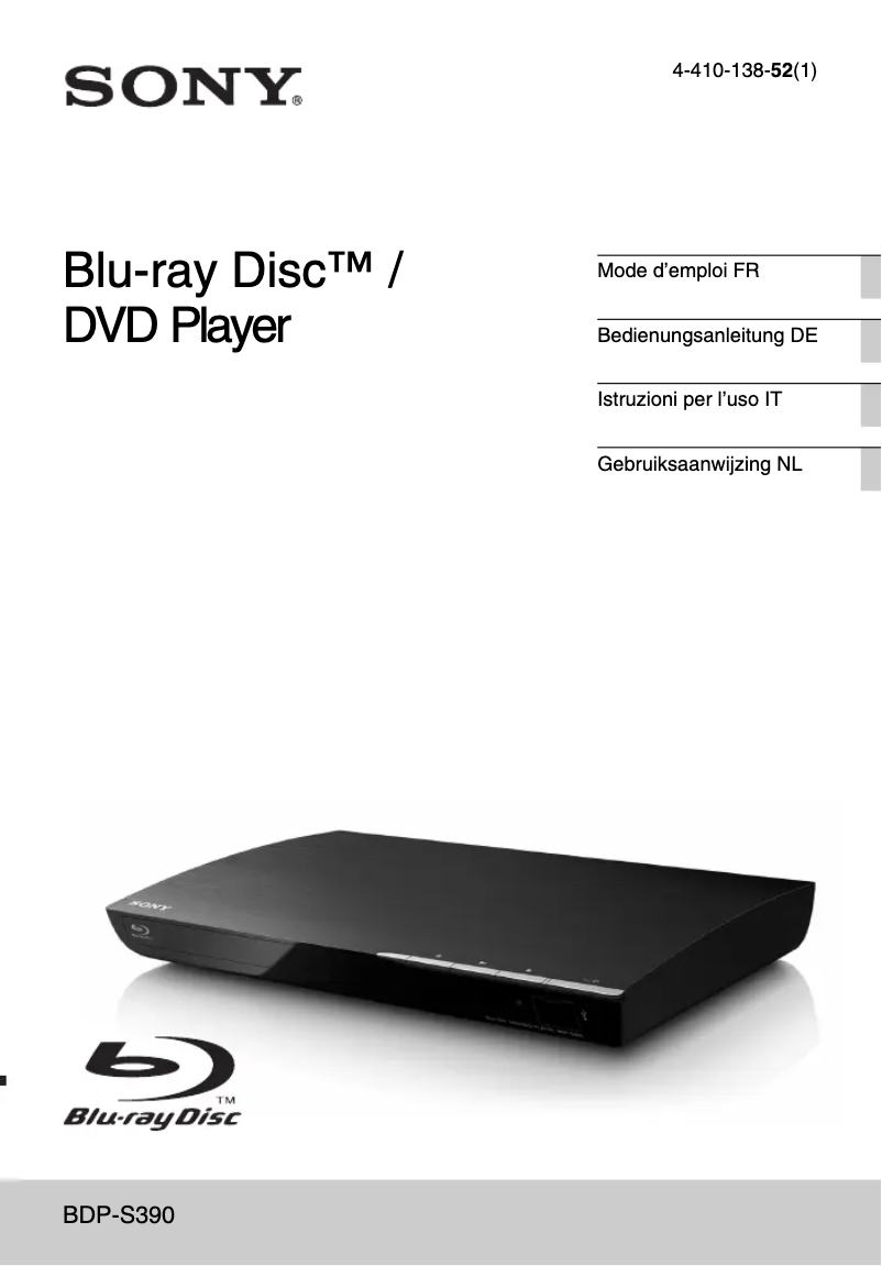 Imagen de la primera página del manual del dispositivo BDP-S390