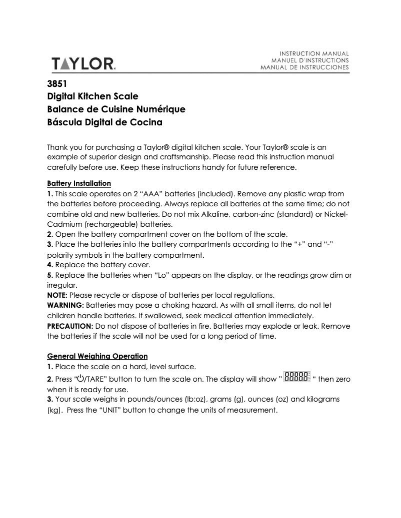 Imagen de la primera página del manual del dispositivo 3851