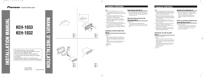 Imagen de la primera página del manual del dispositivo KEH-1032