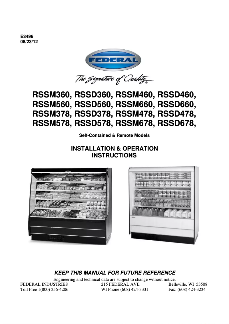 Página 1 del manual Manual de usuario Federal RSSD378SC