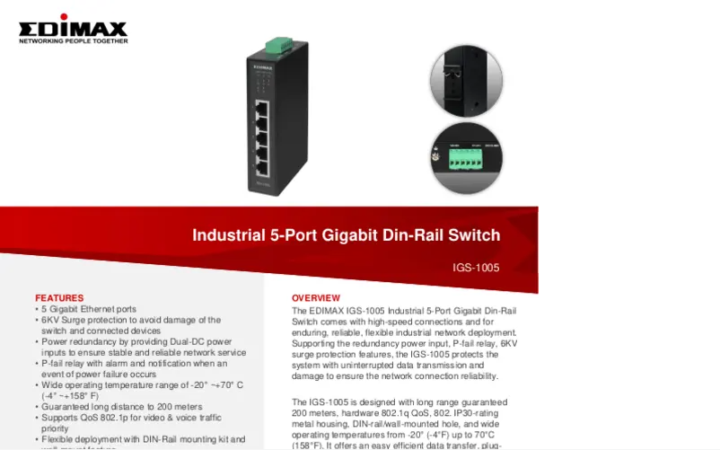 Imagen de la primera página del manual del dispositivo IGS-1005