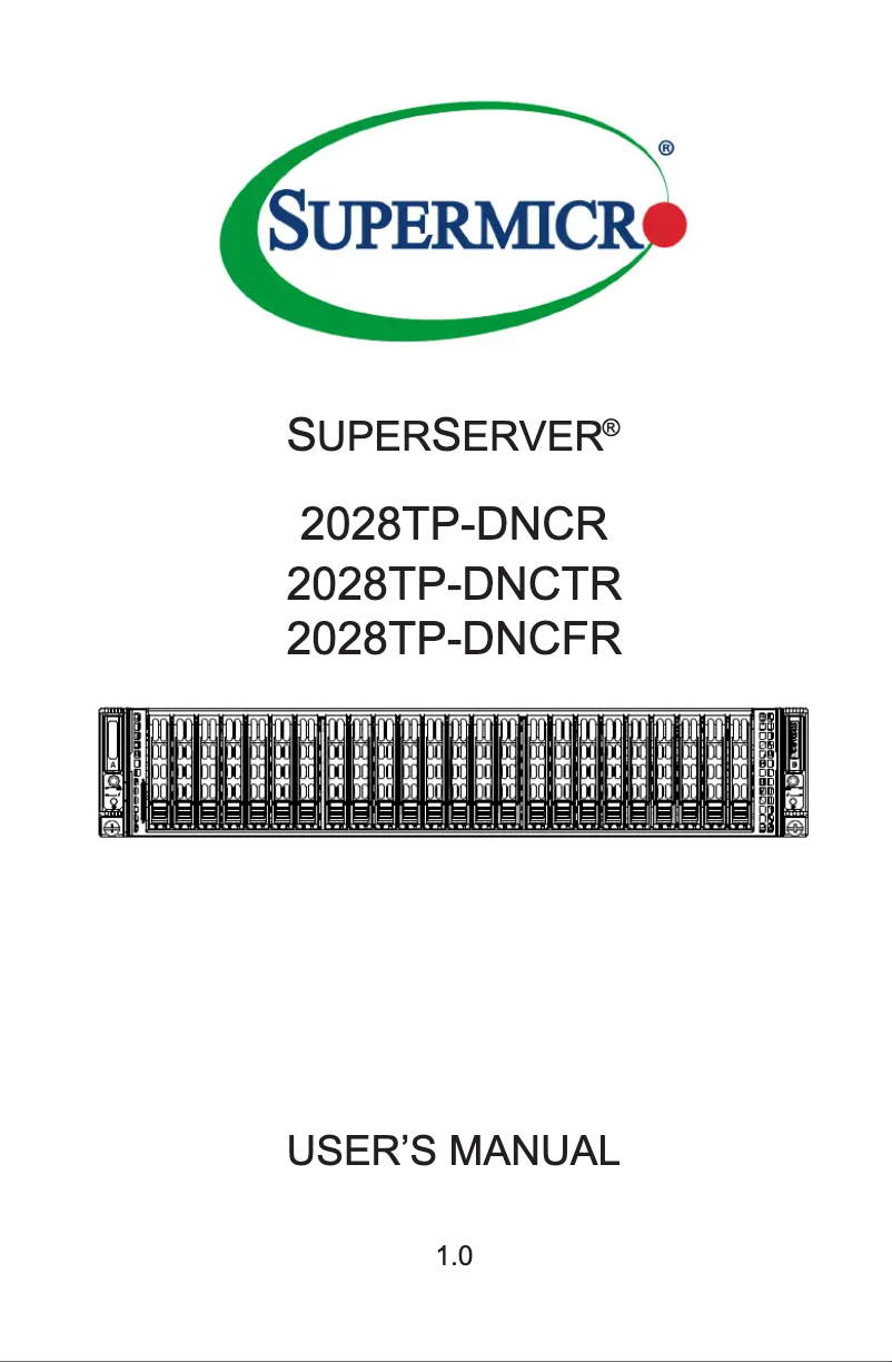 Página 1 del manual Manual de usuario Supermicro SuperServer 2028TP-DNCTR