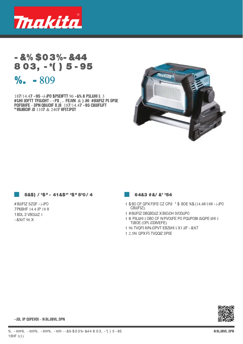 Página 1 del manual Ficha técnica Makita DML809