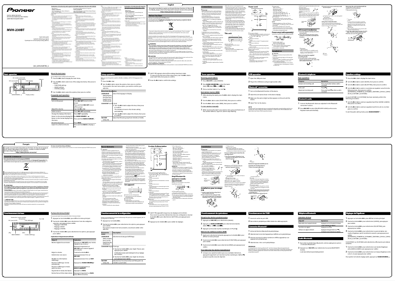 Imagen de la primera página del manual del dispositivo MVH-230BT