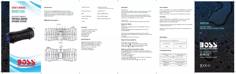 Imagen de la primera página del manual del dispositivo MRBT200