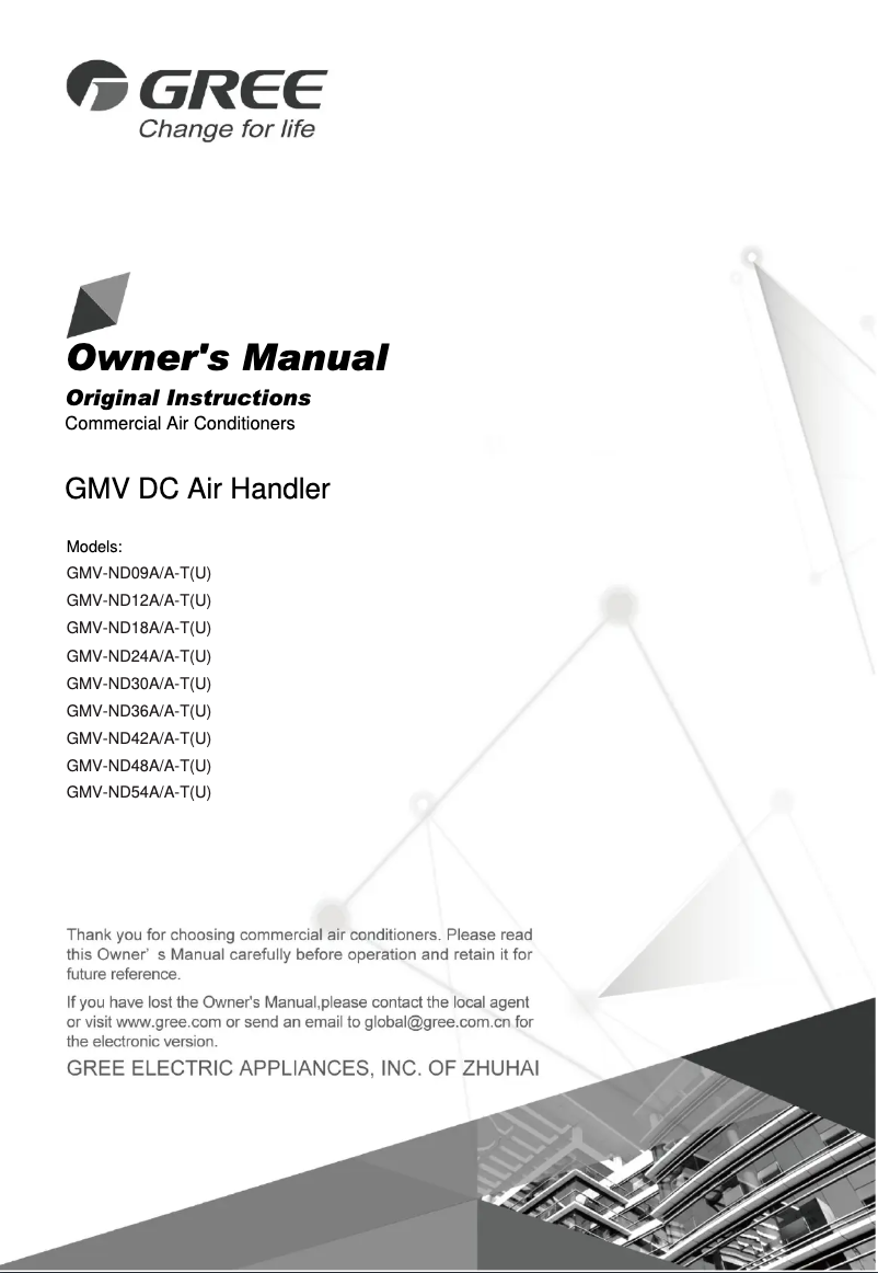 Imagen de la primera página del manual del dispositivo GMV-ND18A/A-T(U)