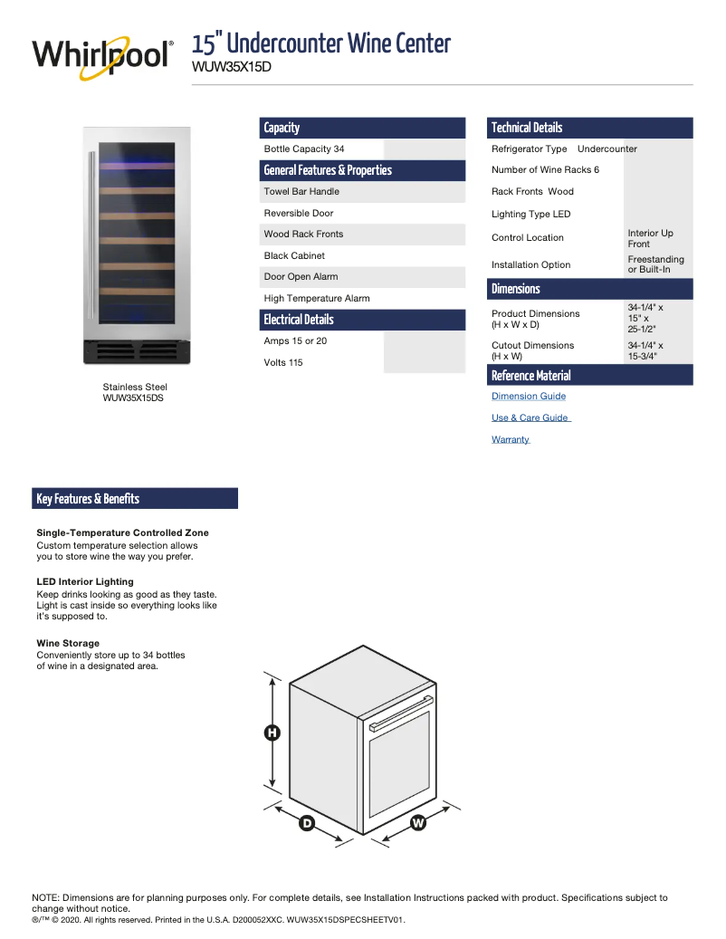 Imagen de la primera página del manual del dispositivo WUW35X15DS