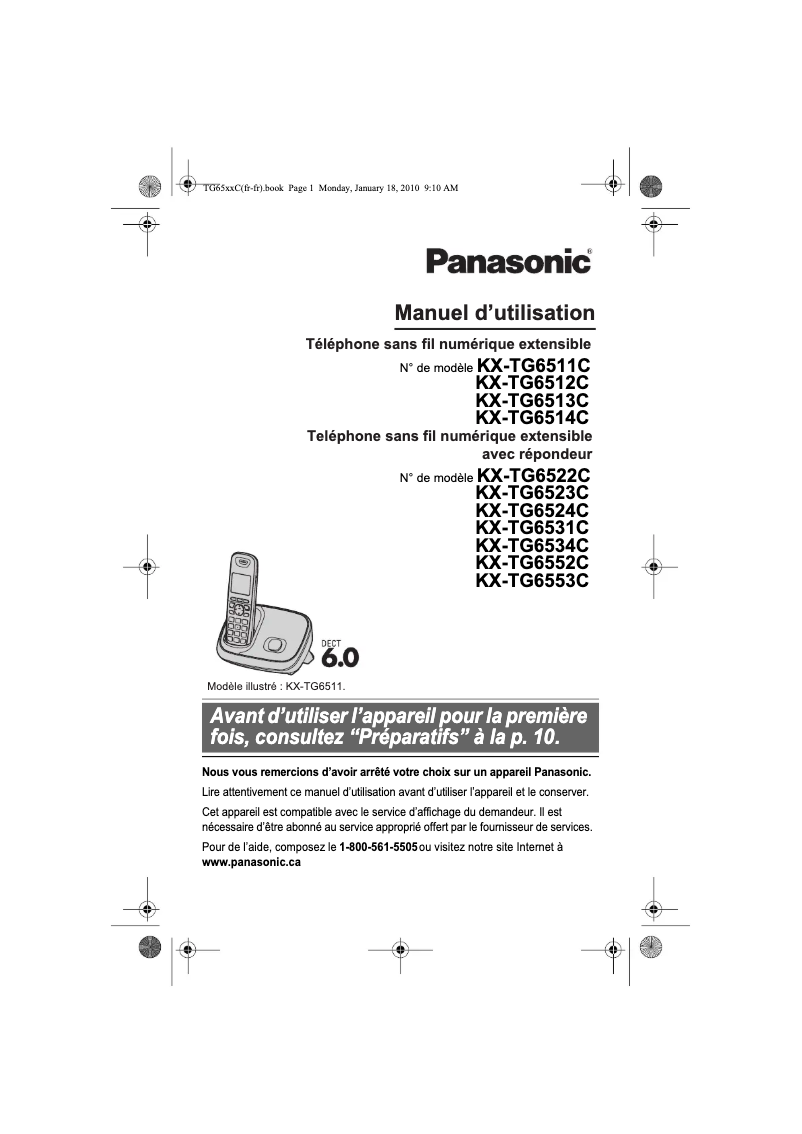Página 1 del manual Manual de usuario Panasonic KX-TG6534