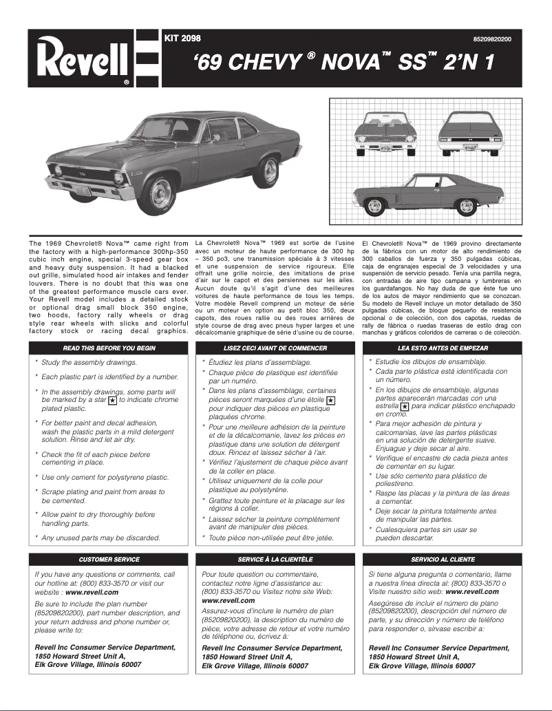 Imagen de la primera página del manual del dispositivo '69 Chevy Nova SS