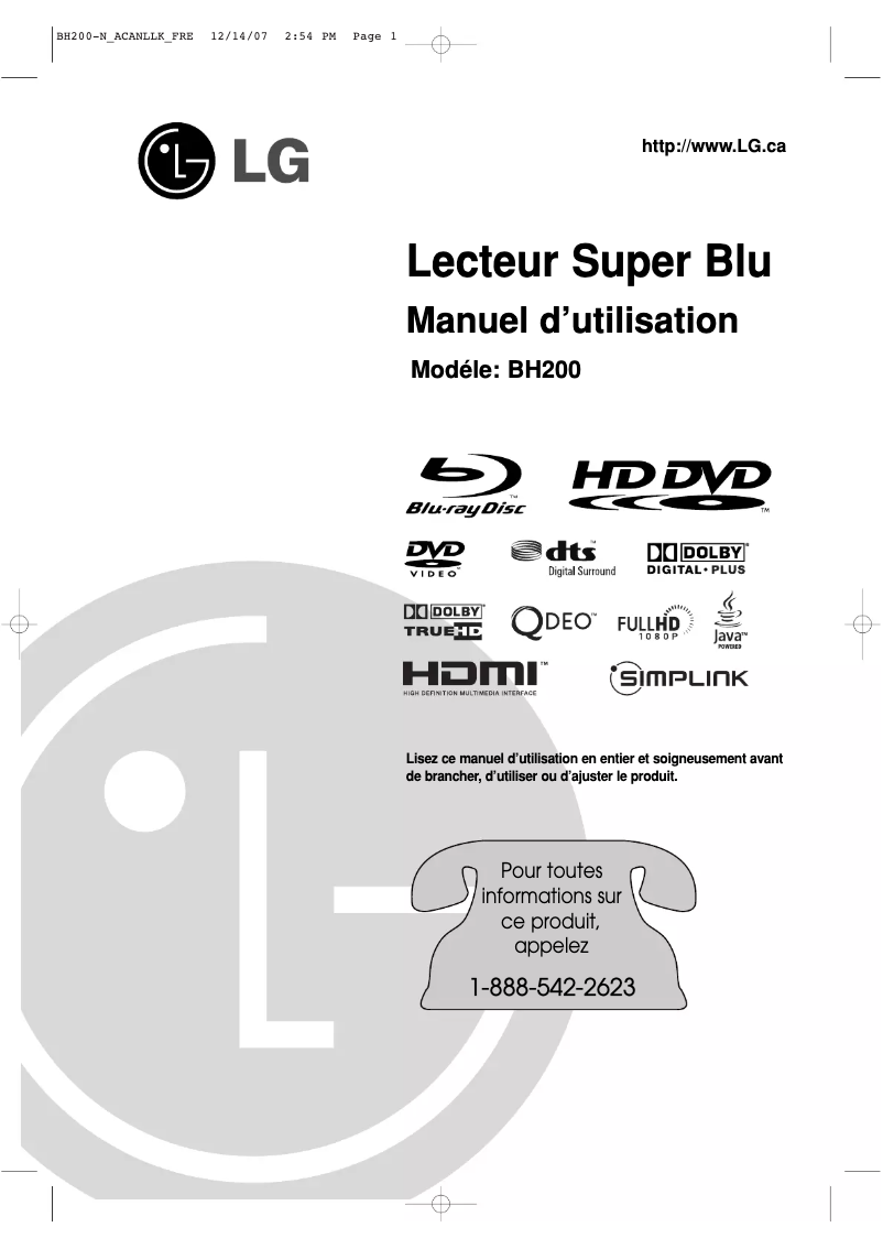 Imagen de la primera página del manual del dispositivo BH200