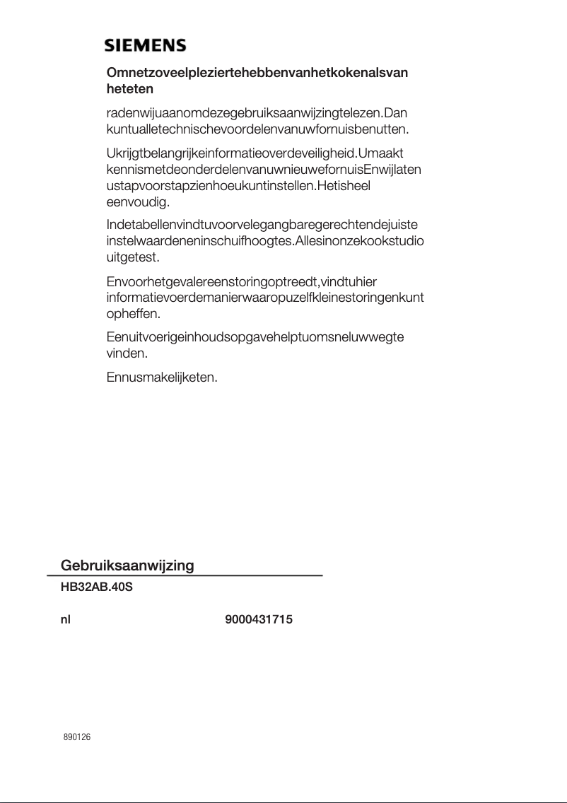Página nº 1 - Manual de usuario Siemens HB32AB240S