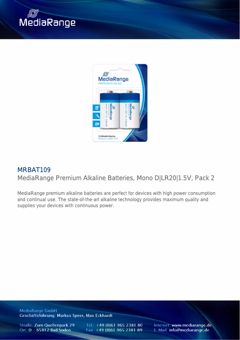 Imagen de la primera página del manual del dispositivo MRBAT109