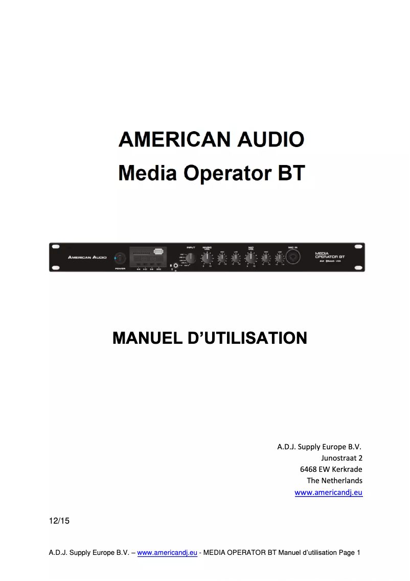 Imagen de la primera página del manual del dispositivo Media Operator BT