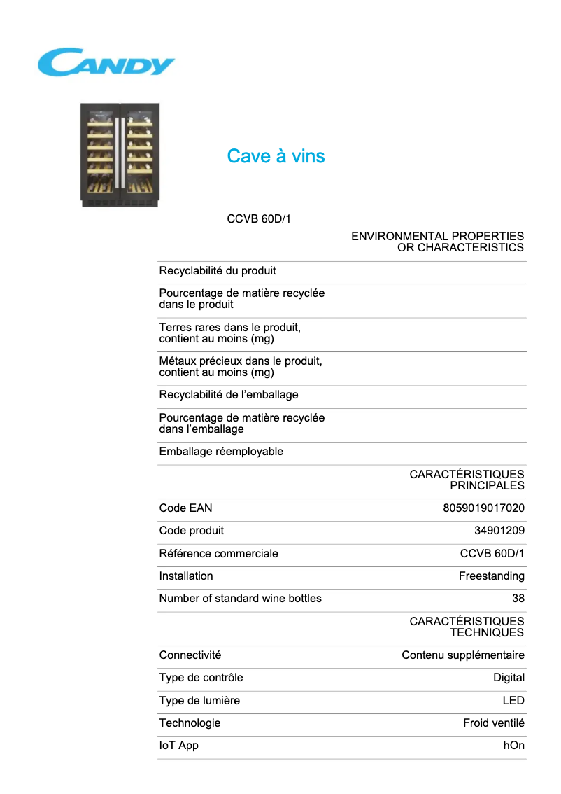Imagen de la primera página del manual del dispositivo CCVB 60D/1