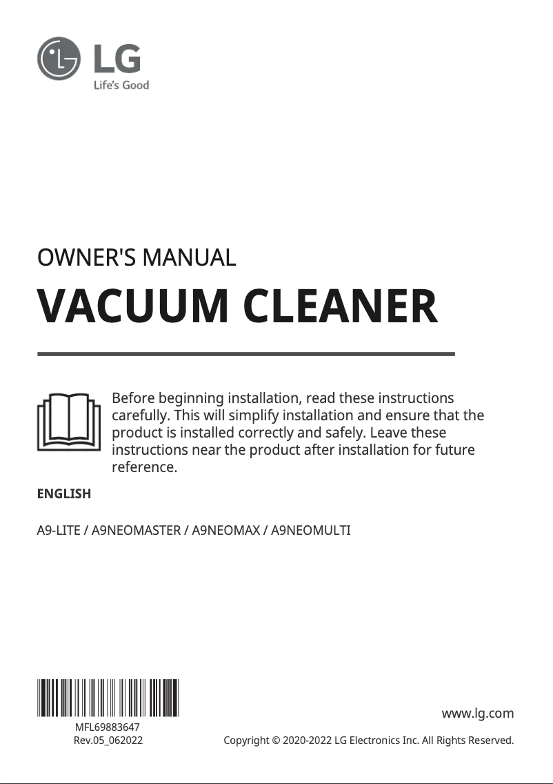 Página 1 del manual Manual de usuario LG CordZero A9NEOMAX