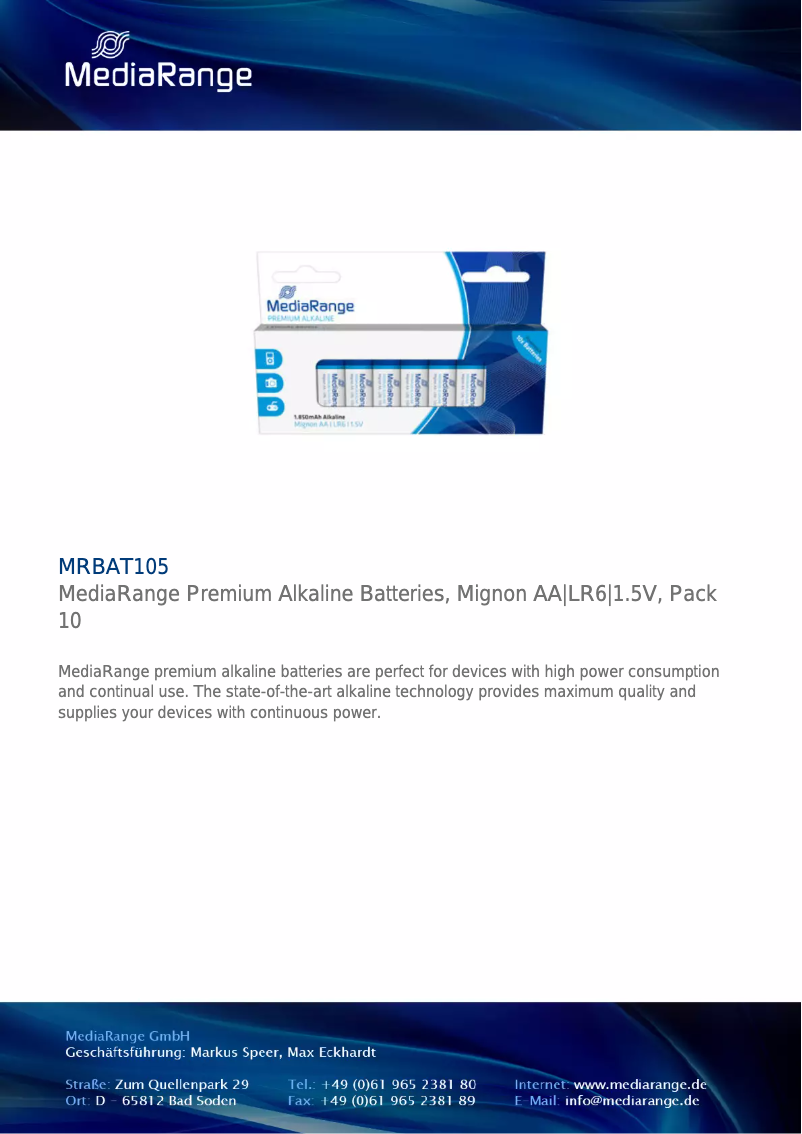 Imagen de la primera página del manual del dispositivo MRBAT105