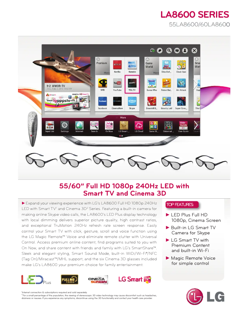 Imagen de la primera página del manual del dispositivo 55LA8600