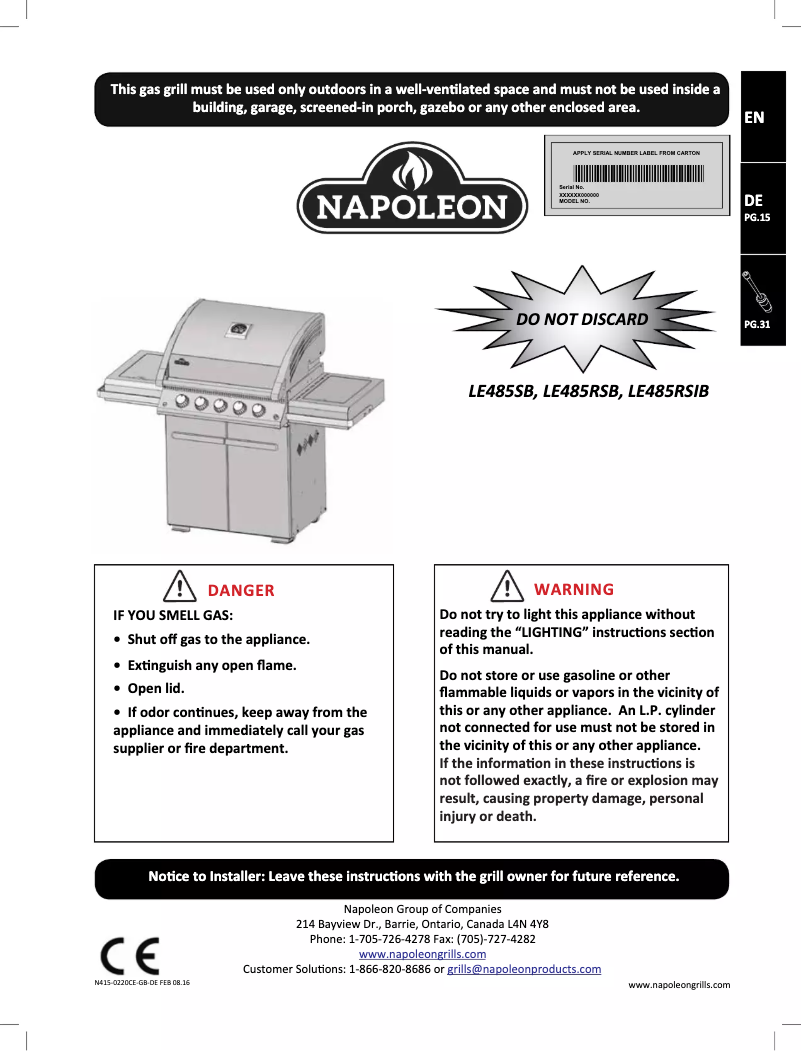 Imagen de la primera página del manual del dispositivo LE485RSIB