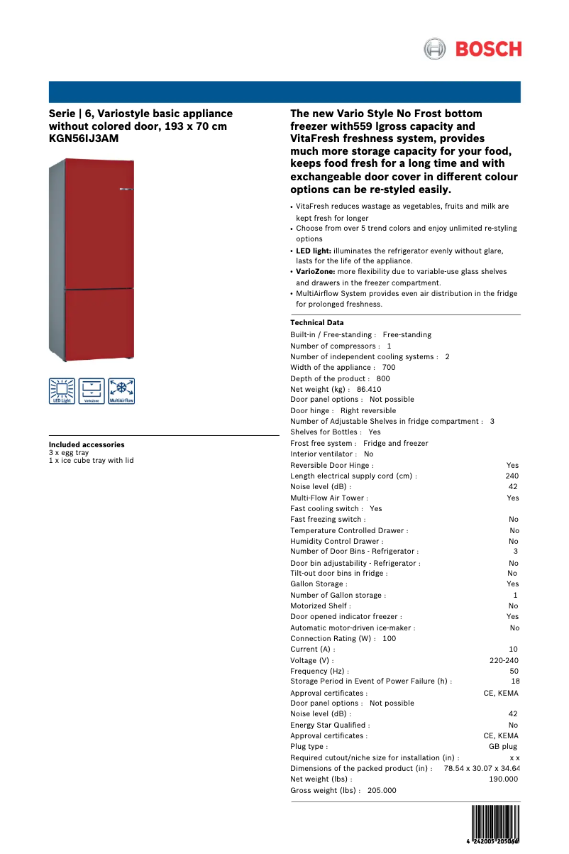 Página nº 1 - Ficha técnica Bosch KGN56IJ3AM