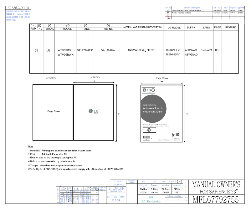 Página 1 del manual Manual de usuario LG WTV09BWH