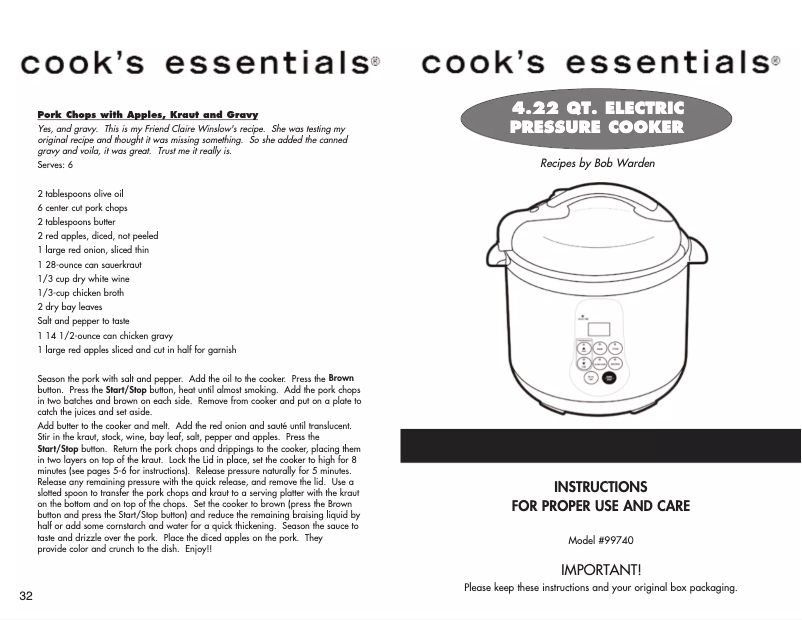 Página 1 del manual Manual de usuario Cook's essentials 99740