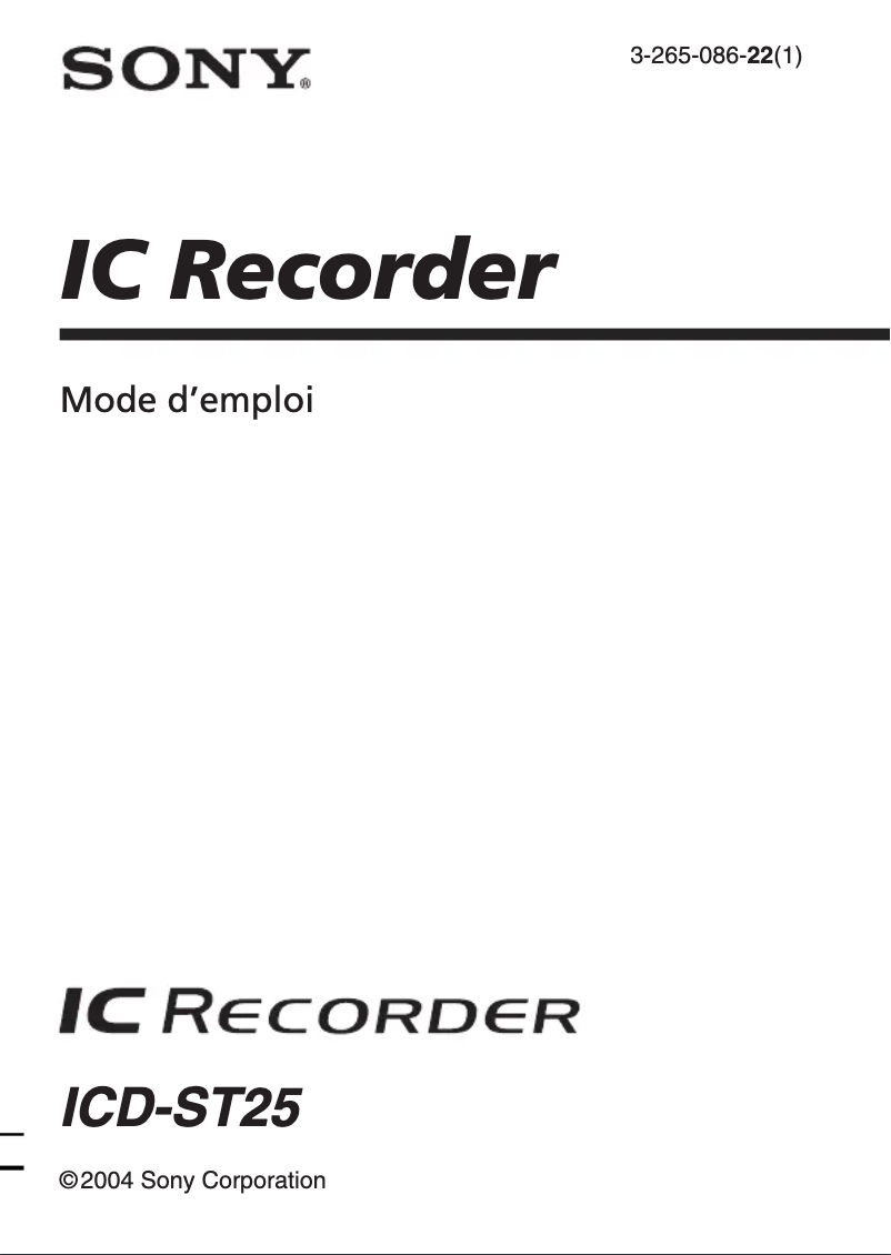 Página 1 del manual Manual de usuario Sony ICD-ST25