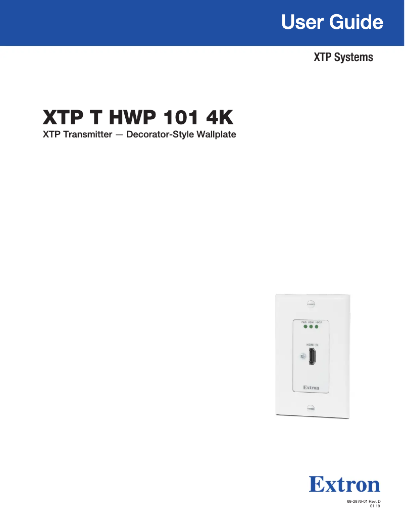 Imagen de la primera página del manual del dispositivo XTP T HWP 101 4K