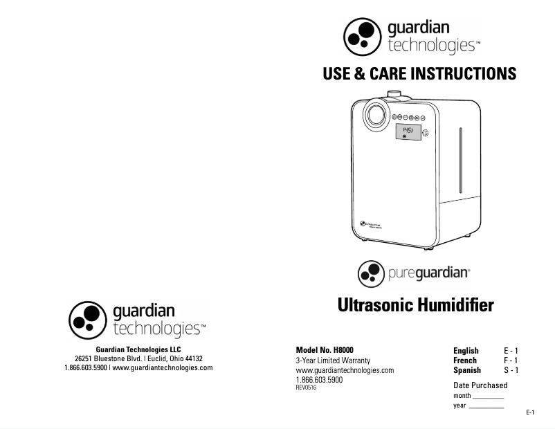 Imagen de la primera página del manual del dispositivo H8000B