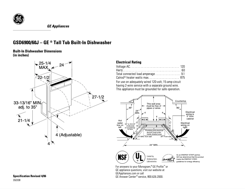 Imagen de la primera página del manual del dispositivo GSD6900JCC