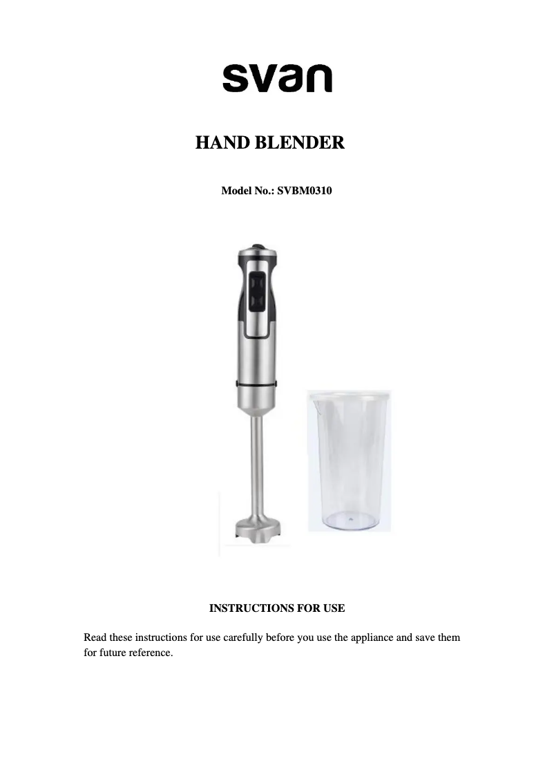 Página 1 del manual Manual de usuario SVAN SVBM0310