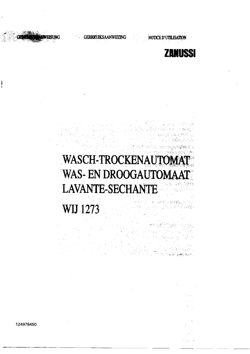 Página 1 del manual Manual de usuario Zanussi WIJ 1273
