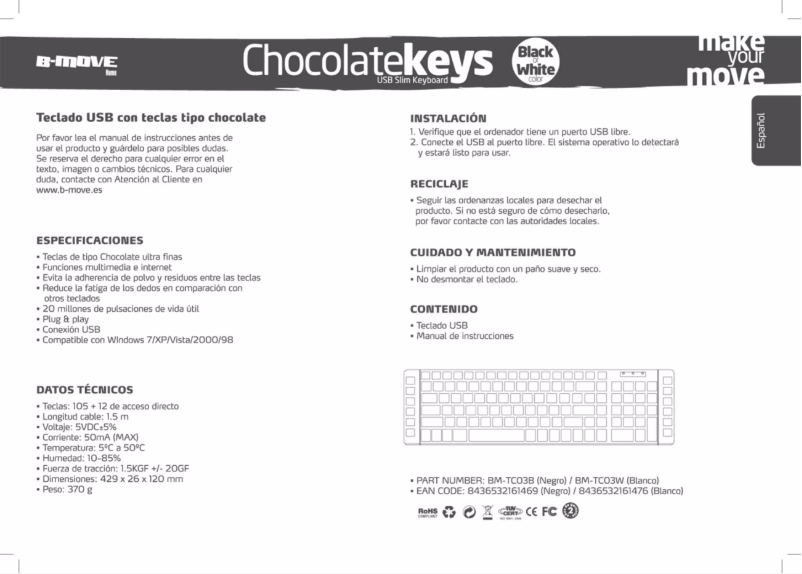 Página nº 1 - Manual de usuario B-Move Chocolate Keys