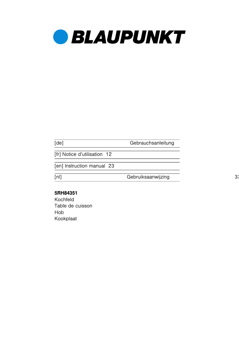 Página 1 del manual Manual de usuario Blaupunkt 5RH84351
