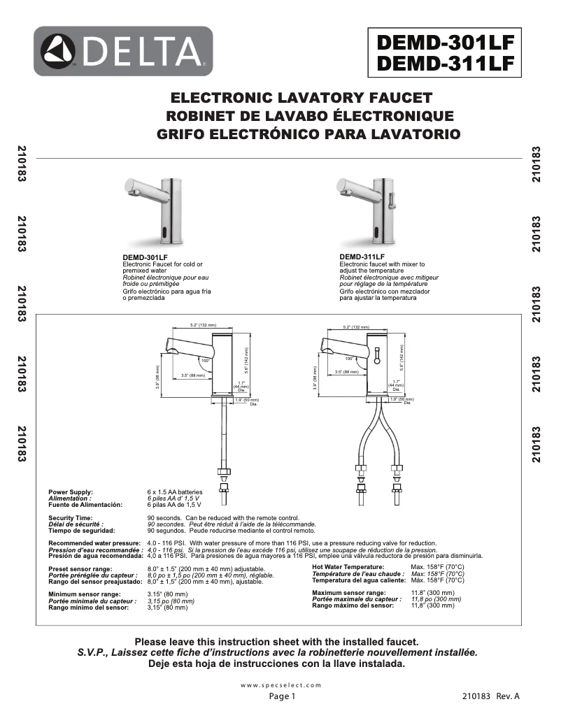 Página 1 del manual Manual de usuario Delta DEMD-301LF