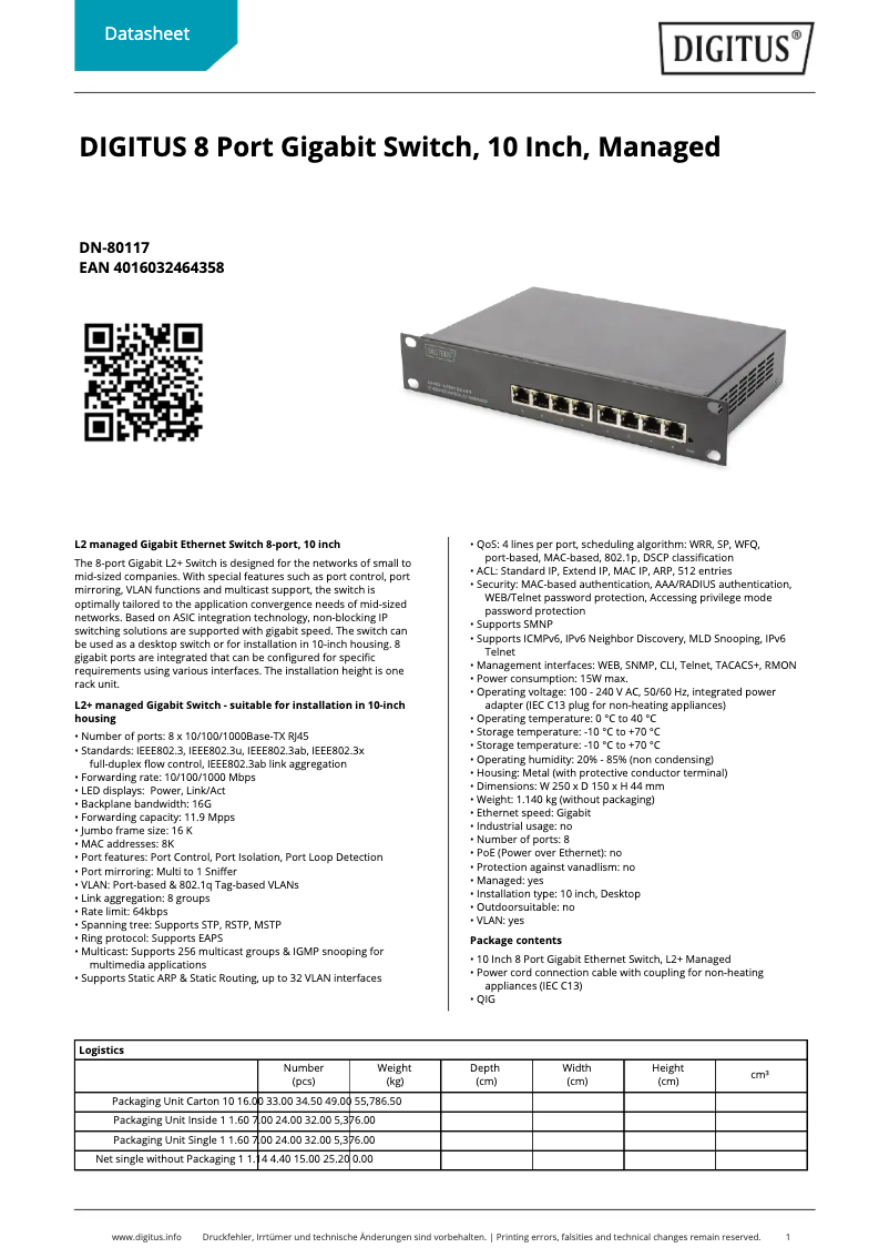 Página 1 del manual Ficha técnica Digitus DN-80117
