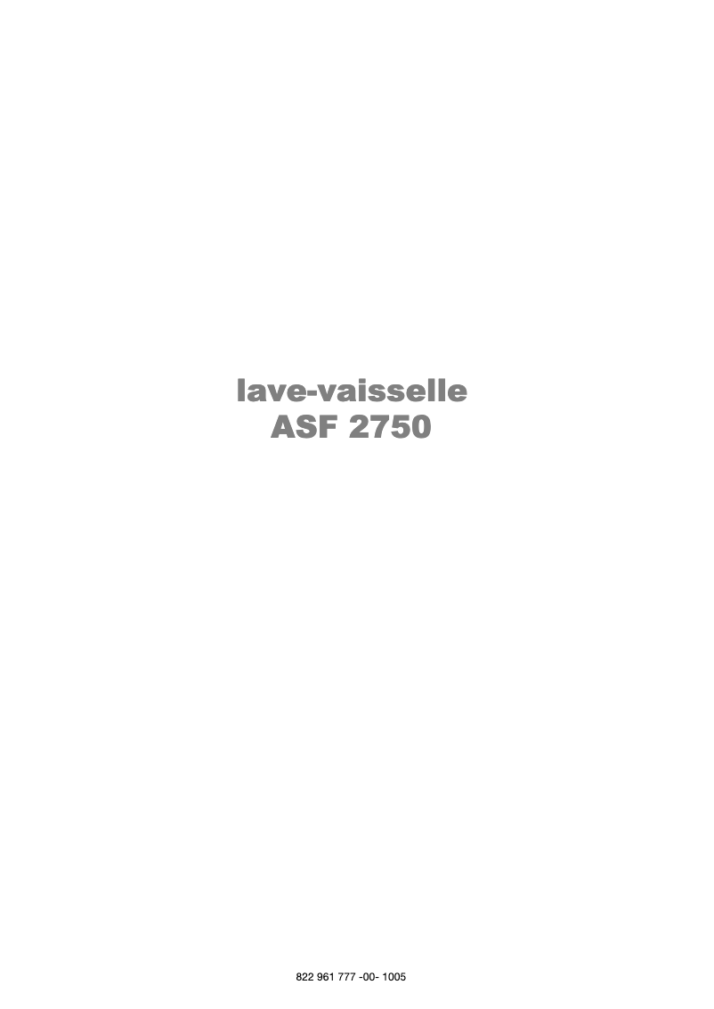 Página 1 del manual Manual de usuario Arthur Martin-Electrolux ASF 2750