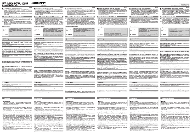 Página 1 del manual Manual de usuario Alpine IVA-M700R