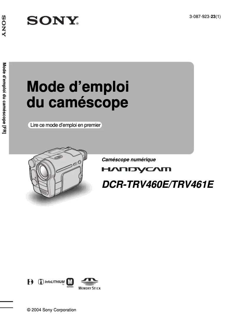 Imagen de la primera página del manual del dispositivo DCR-TRV461E