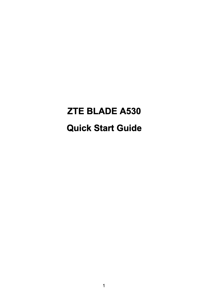 Imagen de la primera página del manual del dispositivo Blade A530