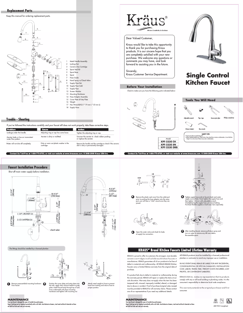 Página 1 del manual Manual de usuario Kraus KPF2230CH