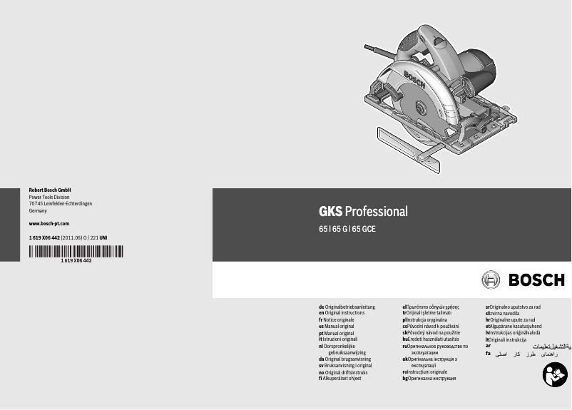 Página nº 1 - Manual de usuario Bosch GKS 65 GCE Professional