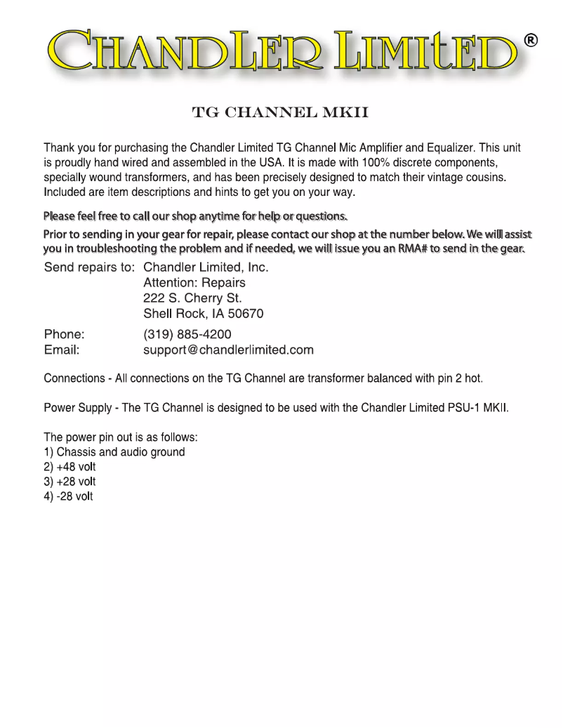 Página 1 del manual Manual de usuario Chandler TG12411