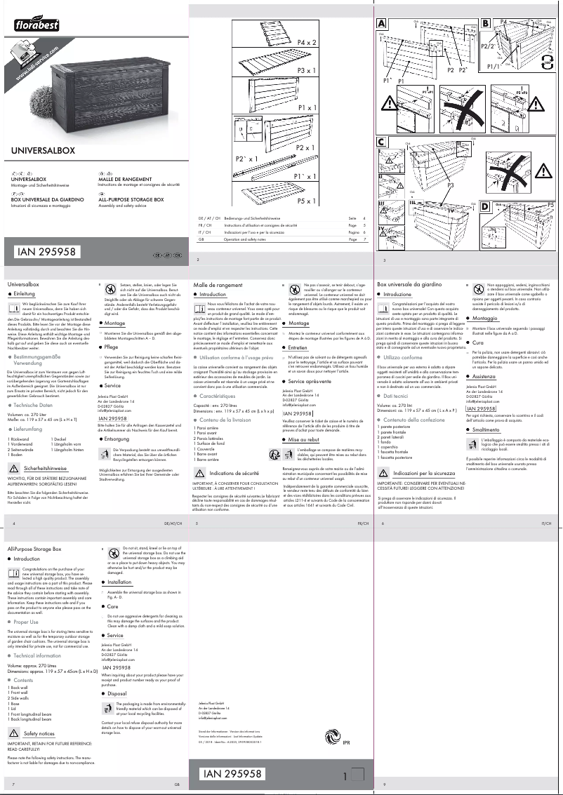 Página nº 1 - Manual de usuario Florabest IAN 295958
