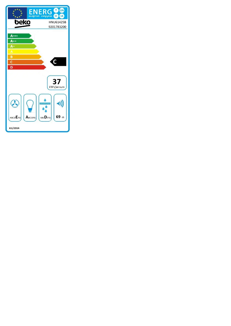 Página 1 del manual Etiqueta energética Beko HNU61425B