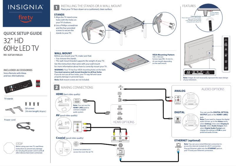 Imagen de la primera página del manual del dispositivo NS-32F201NA23